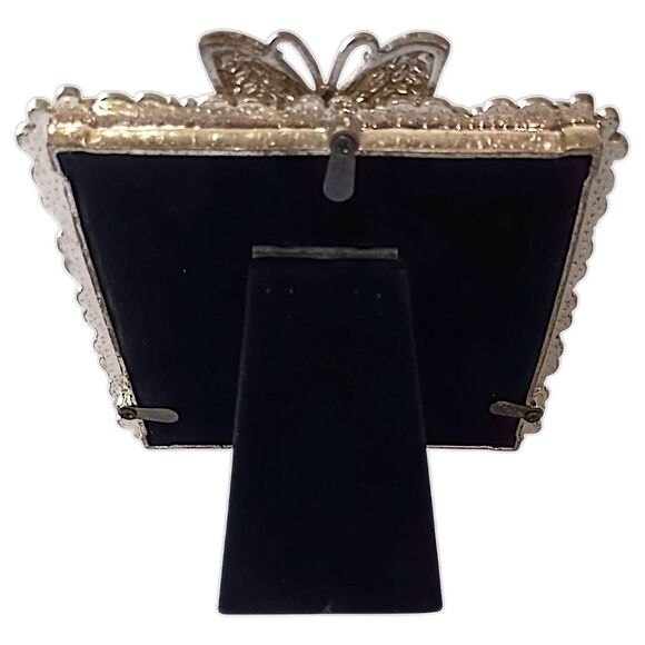 Butterfly Floral Picture Frame Ornate Metal Rhinestones Fairy Cottage Whimsigoth - Picture 8 of 16